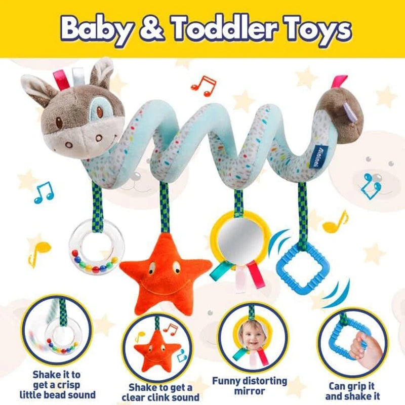 Baby Car Seat Stroller Crib Toys Plush Spiral Activity Stroller Mobile Hanging Toy for Infant Pram Crib Mobile Toy for Newborn