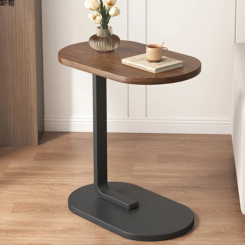 Modern Light Luxury Compact Coffee Table – C-shaped Portable Side Table for Living Room Sofa