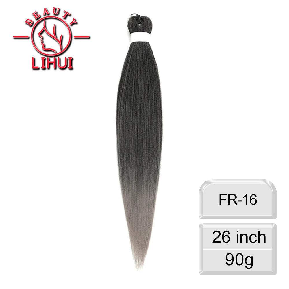 LIHUI Pre-Stretched Jumbo Braids — 26" 90 g Synthetic (Red/Pink, Frosted Colors)