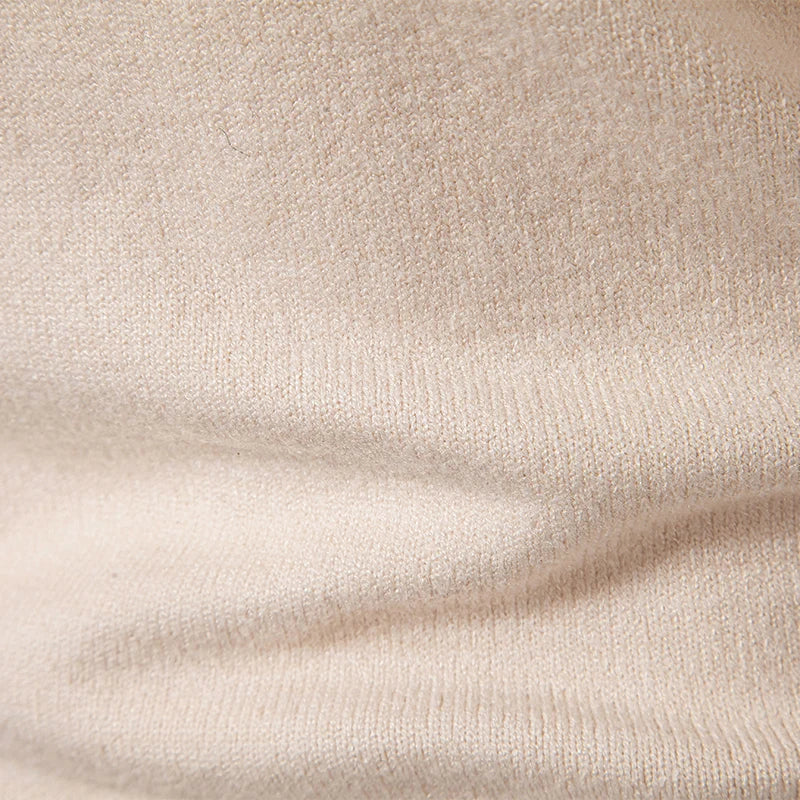 New Men's Long Sleeve Pullover Solid Color Half Zipper Sweaters V-neck Knitted Sweater Men Oversized Breathable Streetwear