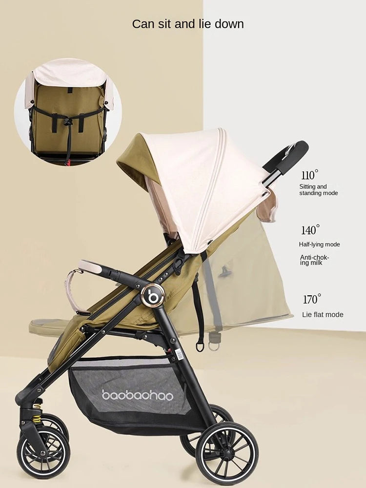 A5  New Update Baby Stroller can Sit and Lie 5-Stage Sunshade Stroller Lightweight Folding Pocket Car Children Stroller