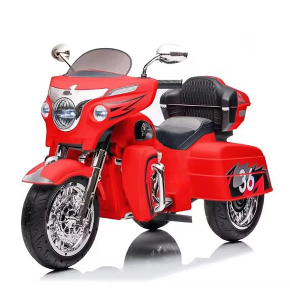 12V Dual-Seat Kids Electric Ride-On Motorcycle | 3-Wheel Motorbike with Key Start, Headlights & Storage Box