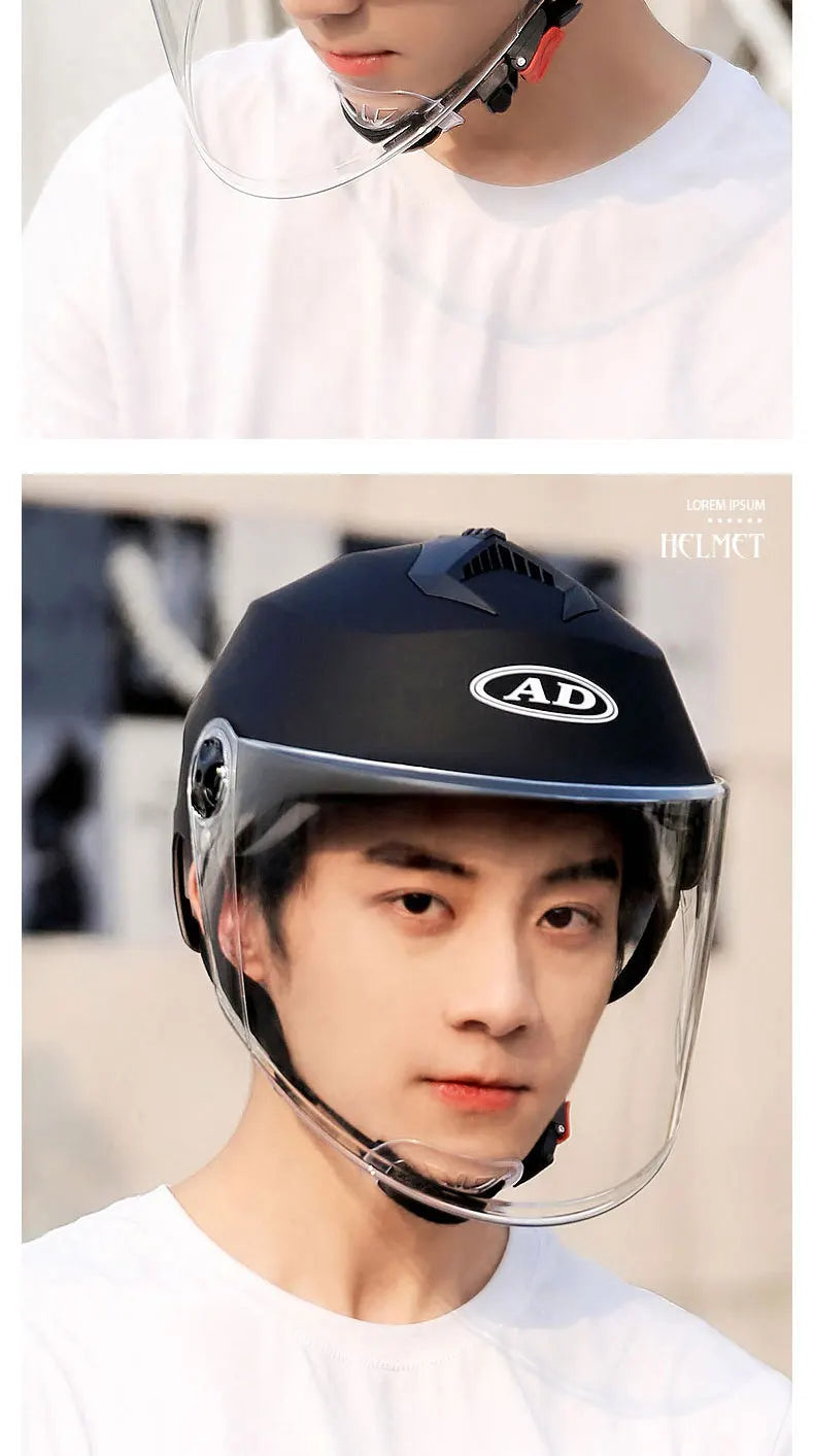 Motorcycle Helmet with LED Lights | Adjustable Electric Scooter & Moped Half Helmet for Men and Women