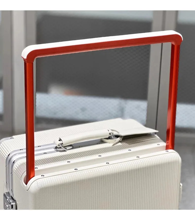 sushimu Suitcase Wide Handle Travel Suitcase Men 20 24  Carry-On Luggage Women PC Aluminum Frame Trolley Case