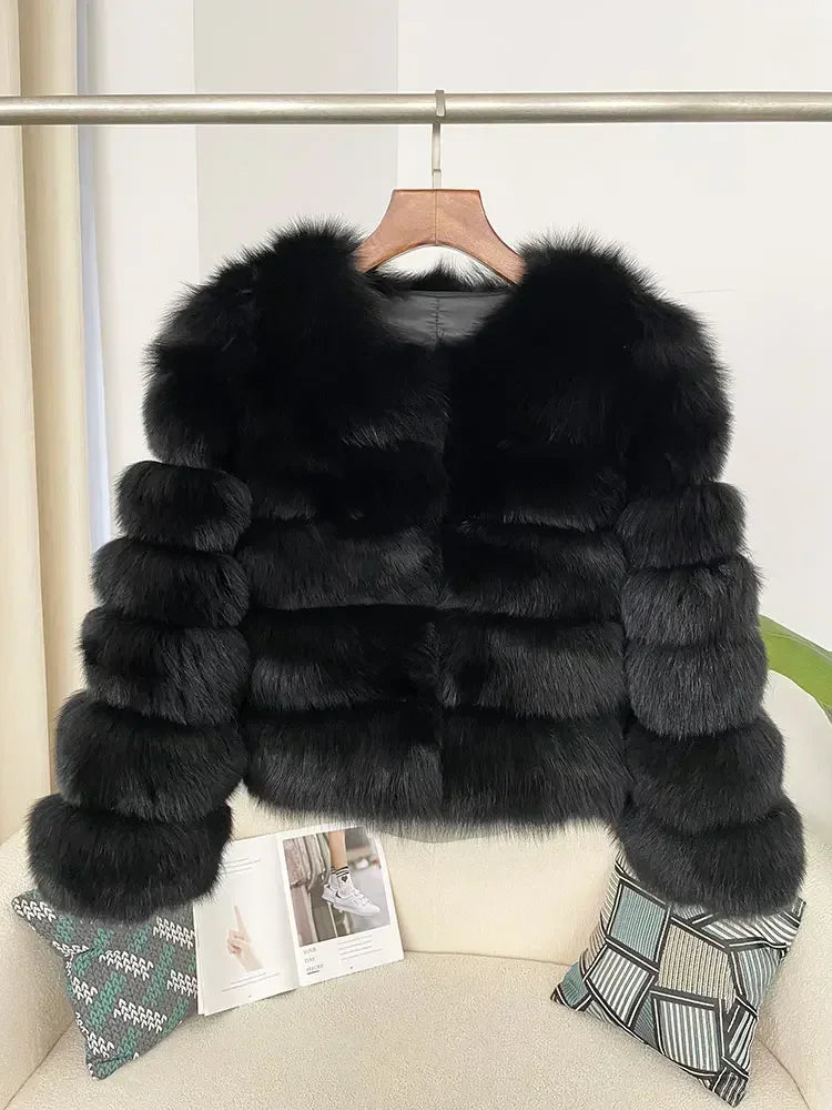 OFTBUY 2024 Winter Real Natural Raccoon Fox Fur Women Coat Short Leather Thickened Warm Jacket Elegant Fashionable Overcoats