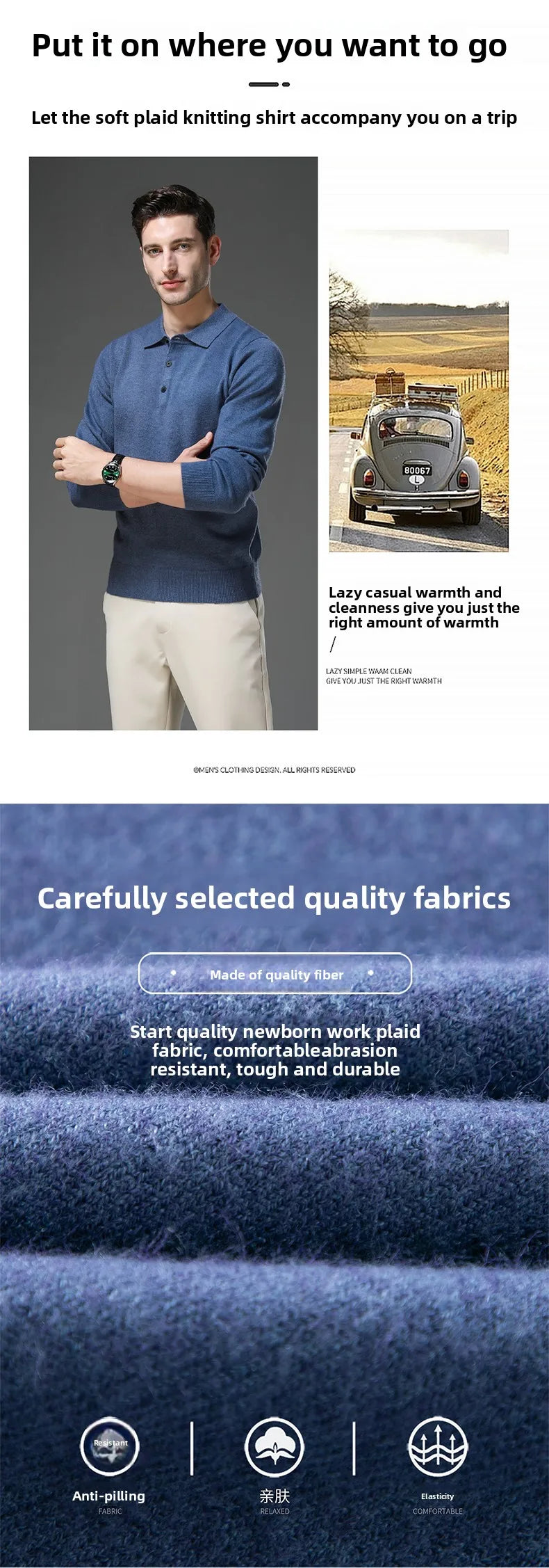 Top Grade Anti-Pilling New Fashion Men Knit Pullover Turndown Collar Autum Winter Slim Fit Warm Sweater Business Casual Jumper