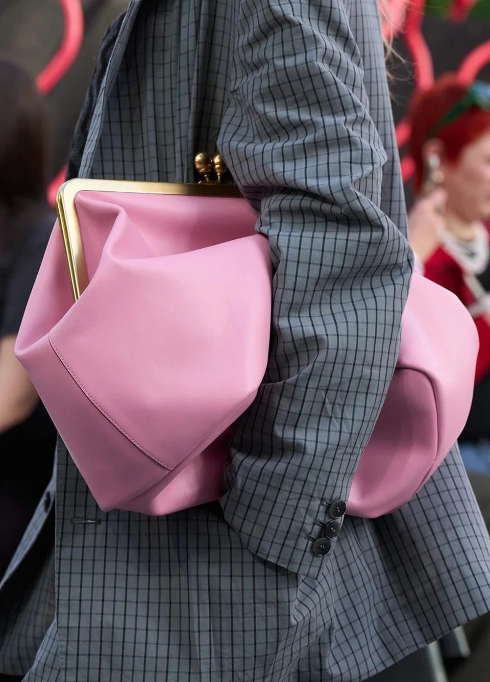 Fashion Large Kisslock Clutch Bag for Women Designer Clip Shell Women Shoulder Bags Luxury Soft Pu Leather Pink Color Handbags