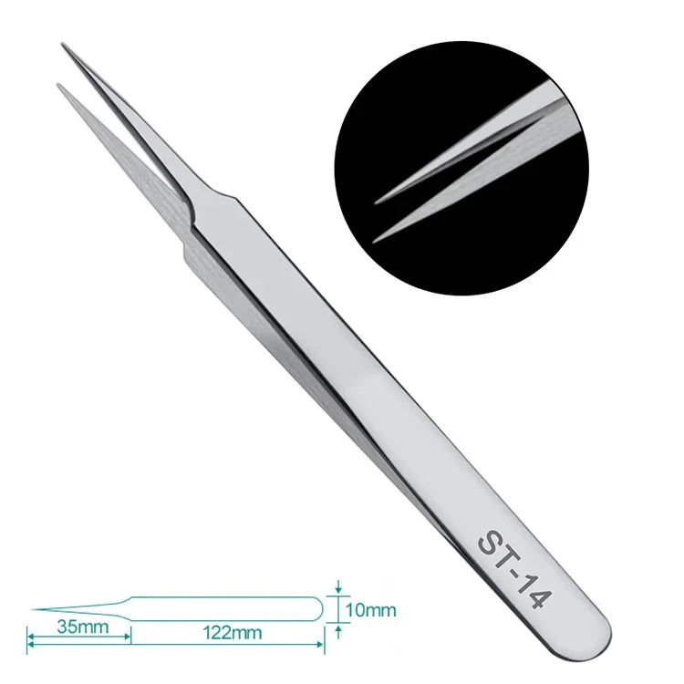 Stainless Steel Anti-static ESD Stainless Steel Tweezers Maintenance Industrial Precision Curved Straight Tweezers Repair Tool