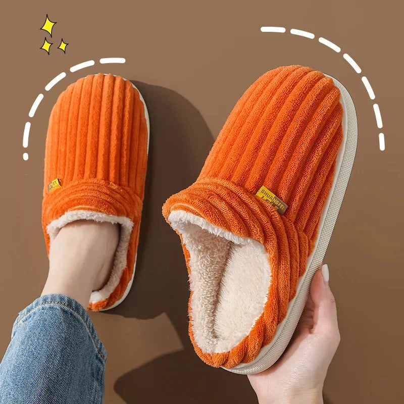 Evshine Soft Sole Slippers For Women Winter Fashion Women Fur Slippers Fuzzy Plush Men Slippers Warm Furry Women Cotton Shoes