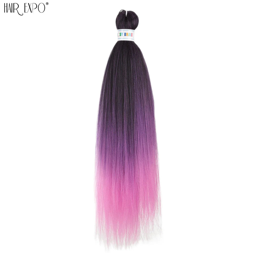 26Inch Easy Braids Hair Synthetic Colourful Pre Stretched Braiding Hair Extensions Jumbo Braids Ombre Yaki Long Straight Hair
