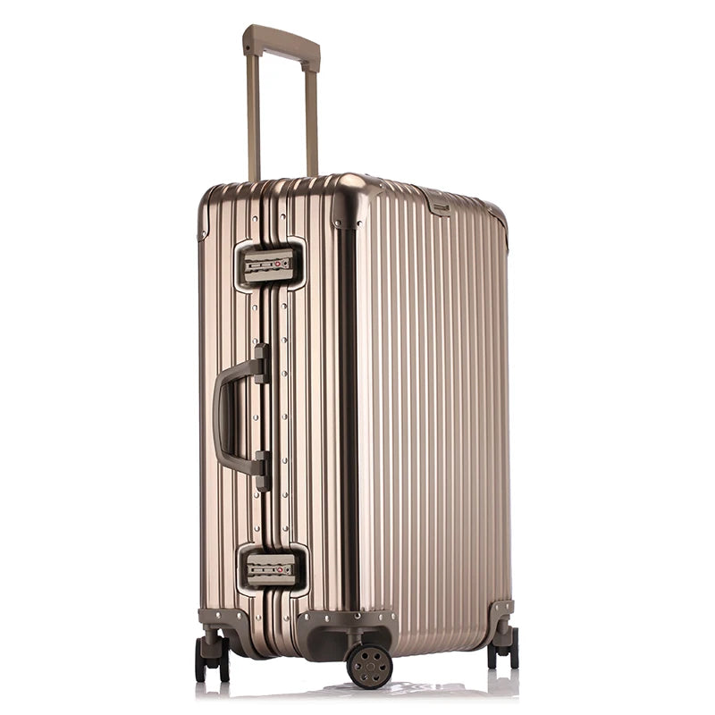 All-aluminum magnesium alloy telescopic suitcase 24-inch luggage business travel case metal combination lock bag 20-inch carry-o