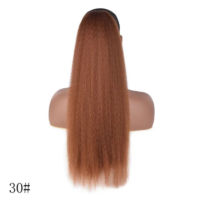 WIGSIN 22Inch Synthetic Long YAKI Straight Puff Ponytail Drawstring Clip in Hair Extension for Women