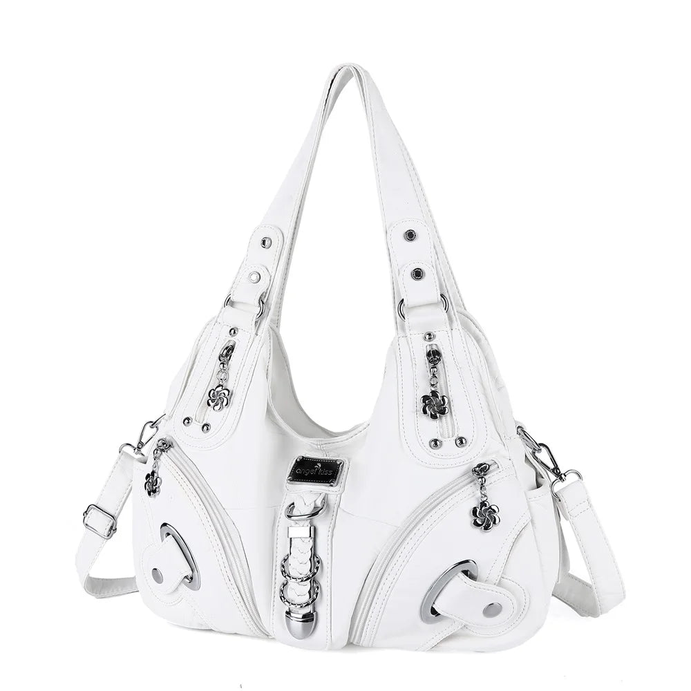 Angel kiss Women Handbags Fashion Shoulder Bag Large Black Tote Top-handle Shopping Pack Multiple Pockets Satchel Lady  Purse