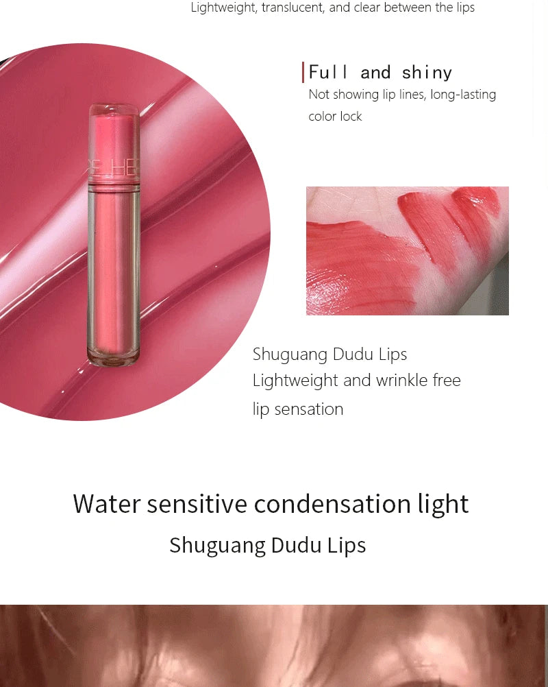 Pink Mirror Crystal Lip Gloss Makeup Water Glass Lip Glaze Plumping Waterproof Jelly Lip Tint Lipstick Moisturizing Beauty Lips