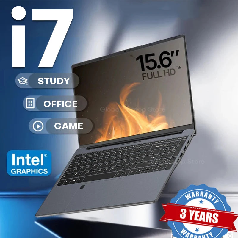 Erilles 15.6″ Laptop — Intel Core i7-6500U, 16GB DDR4, 1TB SSD, FHD IPS Display, Fingerprint Unlock, Backlit Keyboard, Windows 11