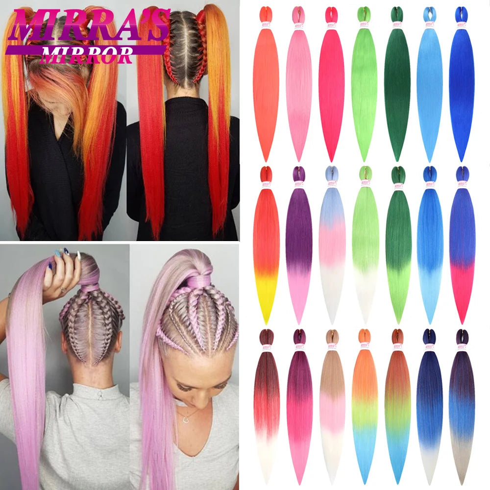 Corlorful Synthetic Jumbo Braids Hair Extensions 28 Inch Braiding Hair Pre Stretched Yellow Blue Green Red Pink Purple Braids