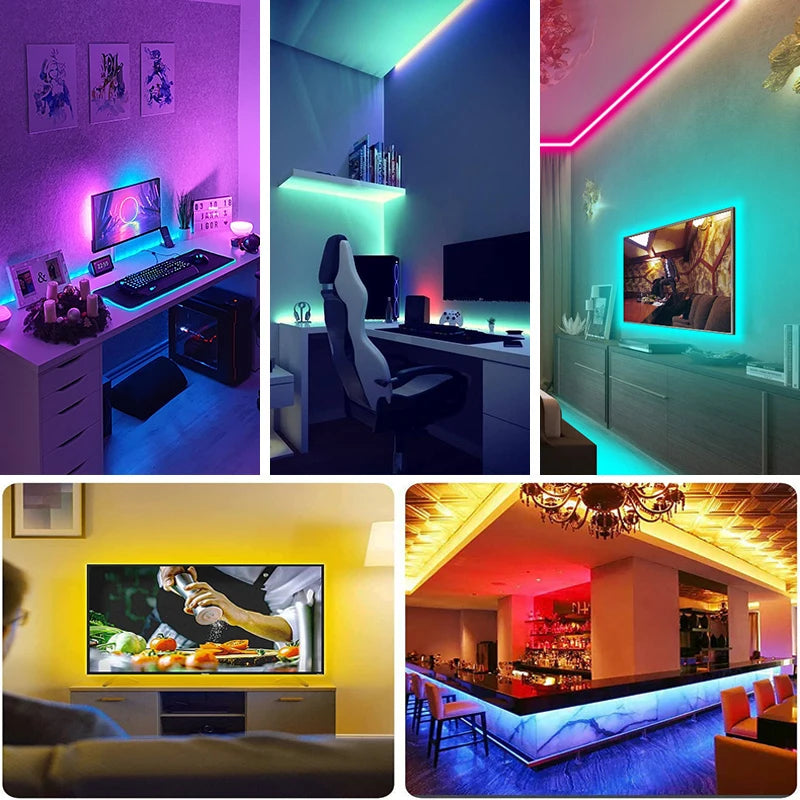 RGB LED Strip Lights with 44-Key Remote Control (1m–20m) – Color-Changing Tape Light for Bedroom, Living Room, Party, or TV Backlight