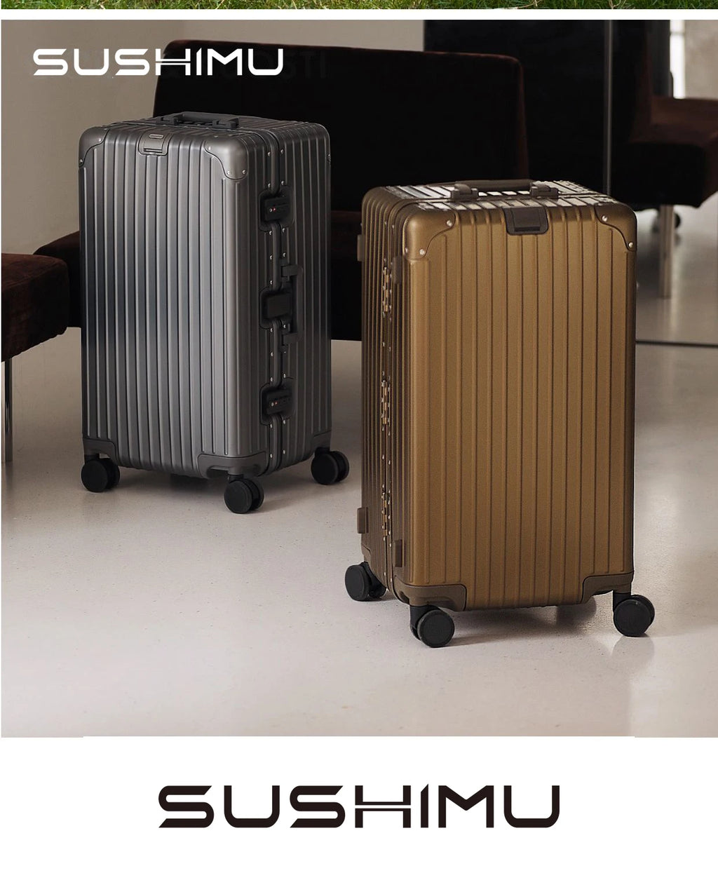 SUSHIMU Wide Trolley Luggage Front Opening Multi-Functional Women 20-Inch Small Lightweight Boarding Box 24-Inch Men's Suitcase