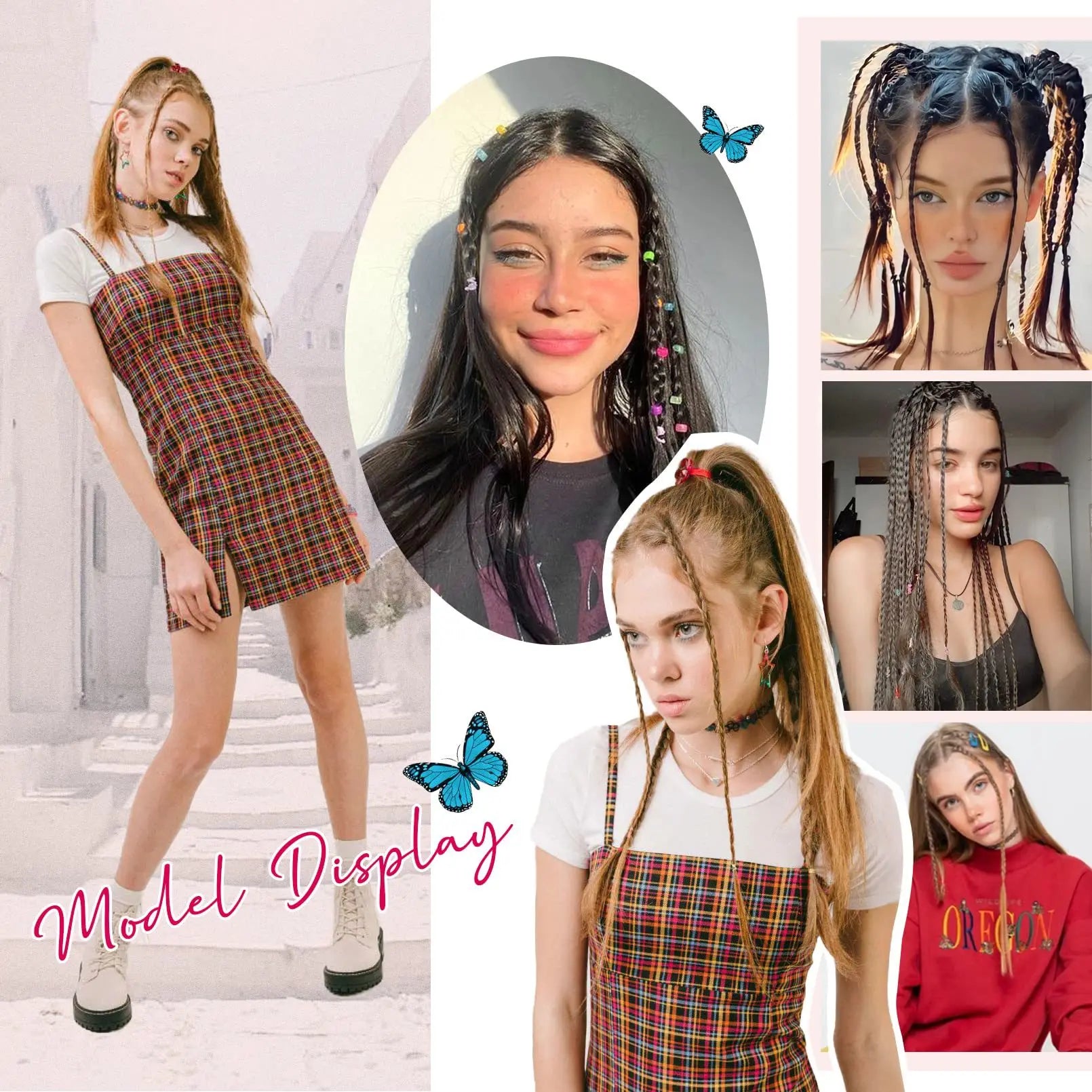 Synthetic Wig Braids With Clip Boxing Braid Dreadlocks Clip In Hair Extension Dirty Braids Boxer Braid Heat Resistat Hairpieces