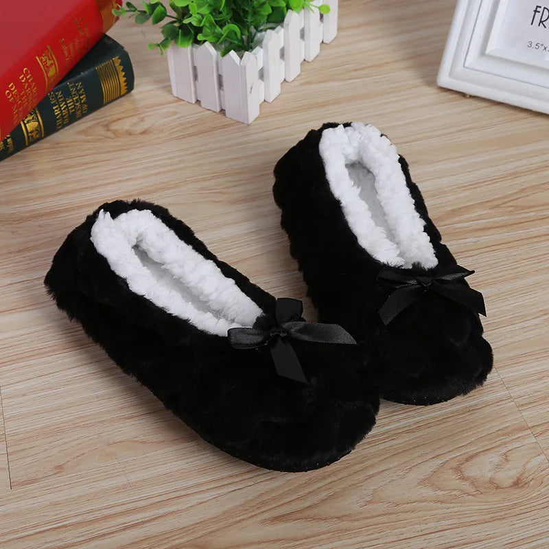 Winter Warm Slipper Womens Home Plush Soft Fluffy Cute Funny Indoor House Female Non Slip Ladies Floor Shoes Heart Love Grip