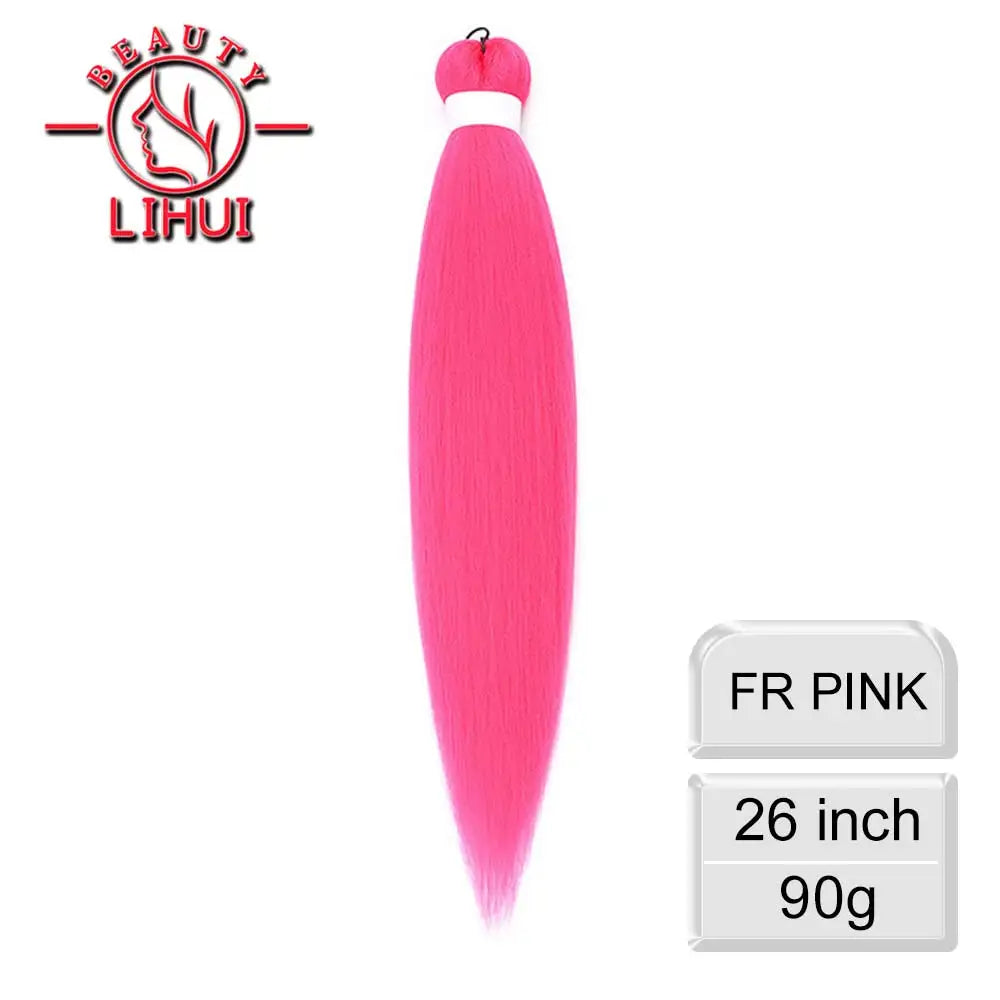 LIHUI Pre-Stretched Jumbo Braids — 26" 90 g Synthetic (Red/Pink, Frosted Colors)