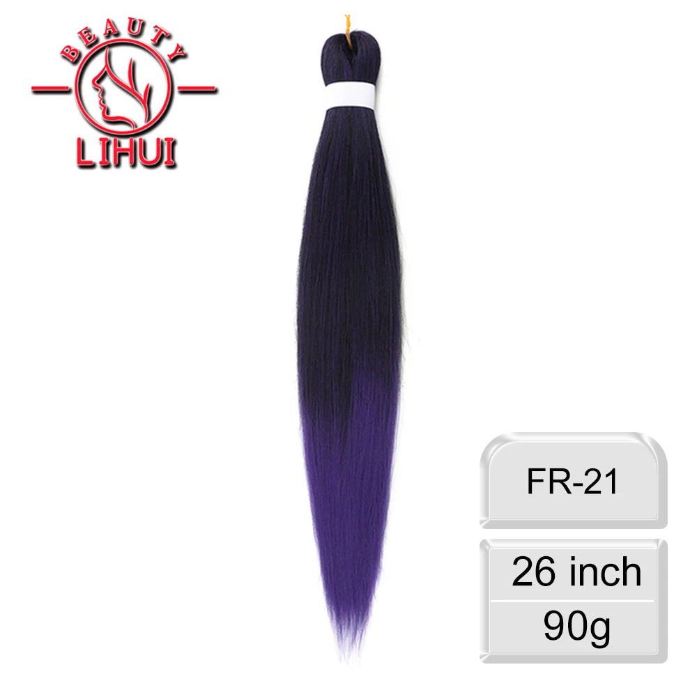 LIHUI Pre-Stretched Jumbo Braids — 26" 90 g Synthetic (Red/Pink, Frosted Colors)