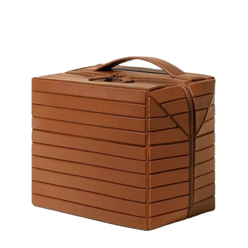 Striped 3D Makeup Bag – European-Style Waterproof Travel Handbag