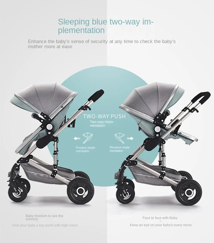 Baby Stroller ,Portable Baby Carriage,Fold Pram,Aluminum Frame High Landscape Stroller,for Newborn Baby trolley car seat