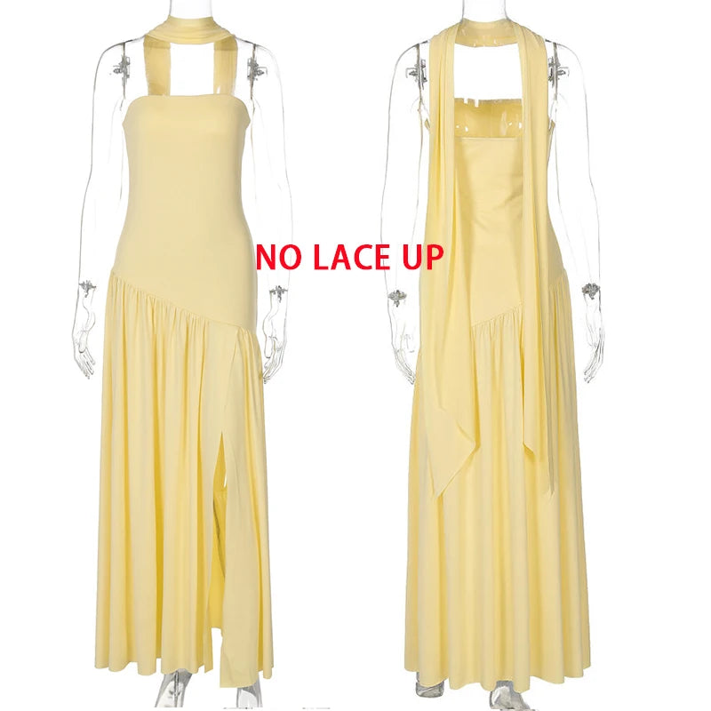 Giyu Sexy Evening Party Dresses Women 2025 Autumn Summer Maxi Long Dress Elegant Strapless Split Backless Pleated Dress