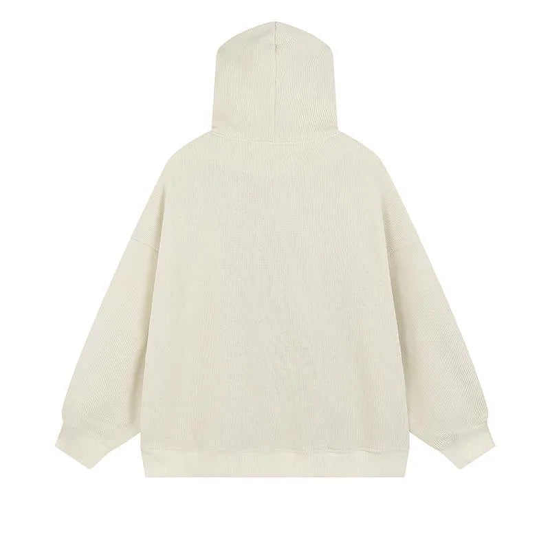 Fashion Embroidery Zip Up Hoodies Women Autumn Long Sleeve Tops Loose Hood Shirt Harajuku Y2K Clothes Female Sweatshirt Jacket