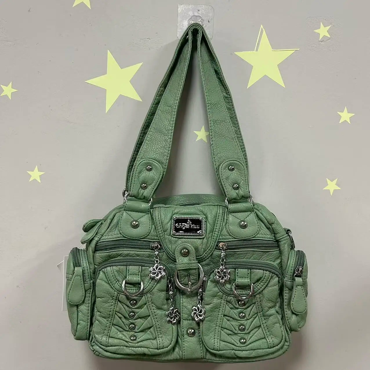 Angel kiss Women Handbags Satchel Top-handle Handbag PU Shoulder Bag Roomy Pocket  Pack Multi-pockets Shoulder Purse Bags