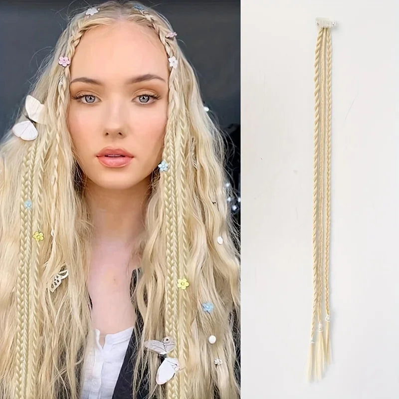 Synthetic Wig Braids Boxing Braid Dreadlocks Clip In Hair Extension Black Blonde Dirty Braids Boxer Braid Hairpieces For Women