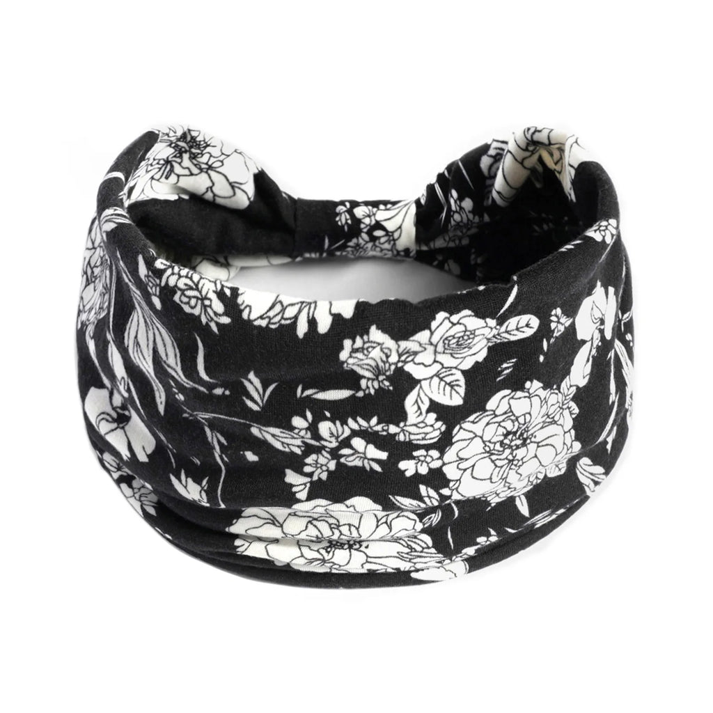 Boho Wide Knot Floral Cotton Headband | Stretch Turban Hair Scarf for Women