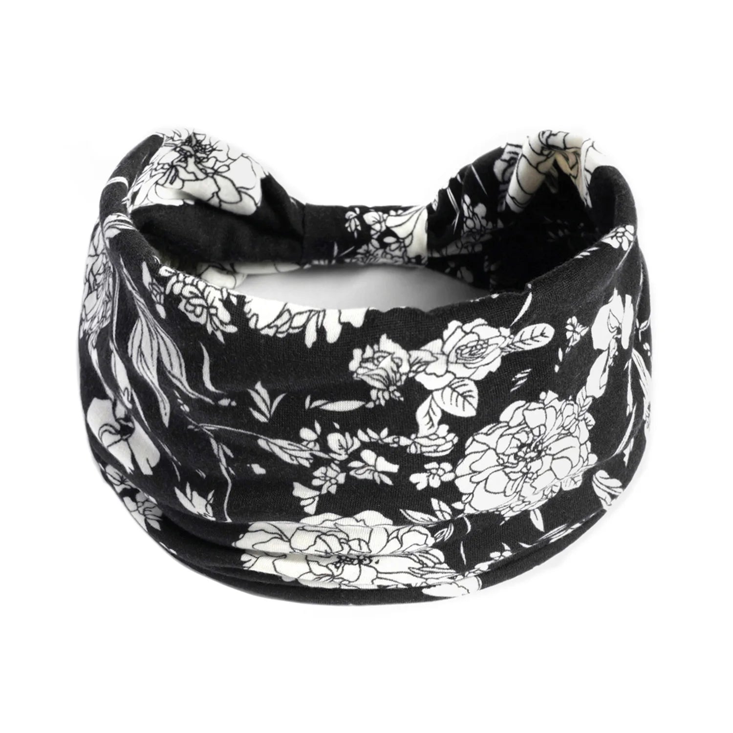 Boho Wide Knot Floral Cotton Headband | Stretch Turban Hair Scarf for Women