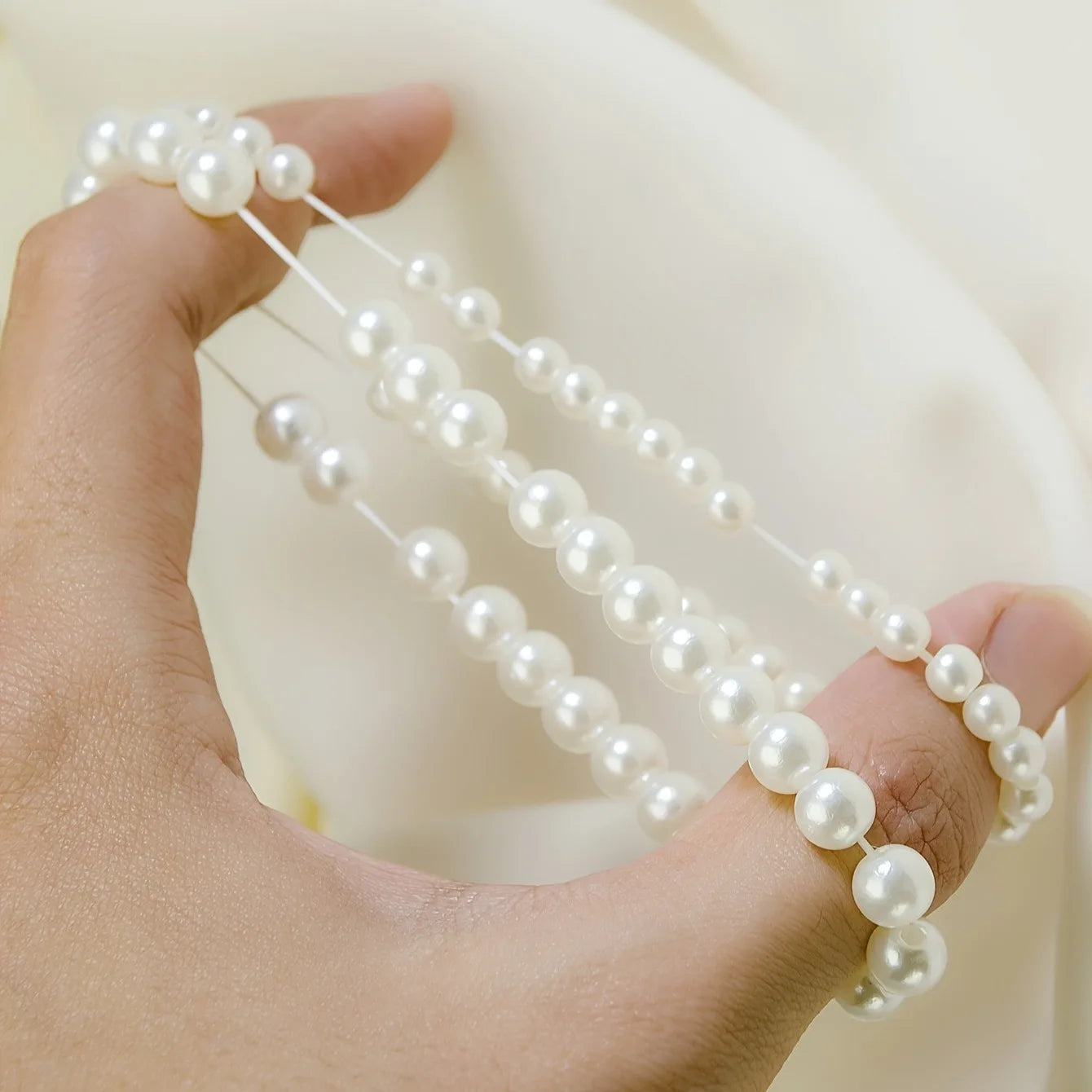 2-Piece Imitation Pearl Bracelet Set | Boho Minimalist Elastic Bracelets for Women