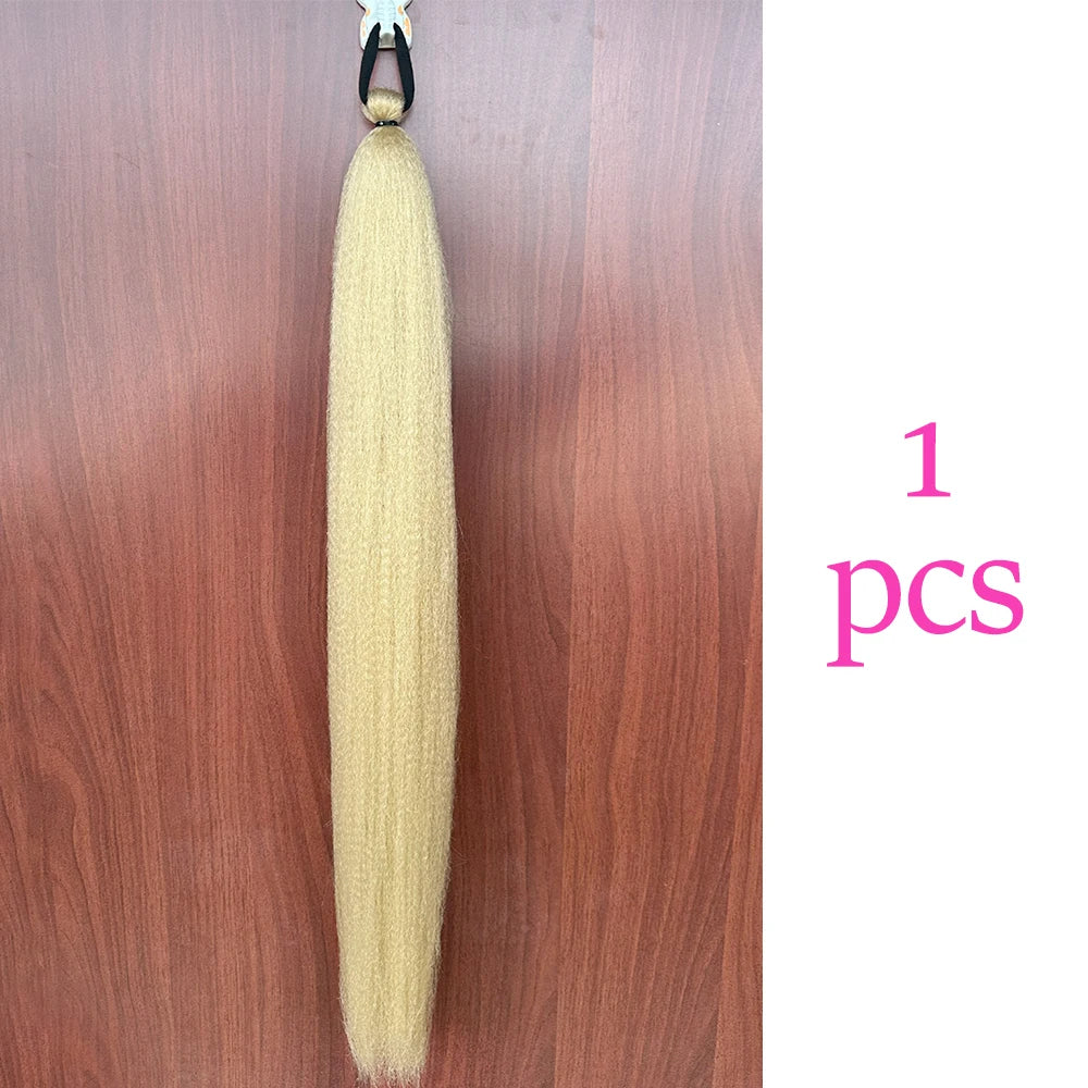 Synthetic Colorful Ponytail Extension 2Pcs Long Straight DIY Braided Pony Tail Hairpiece with Rubber Band Women Hair Accessories