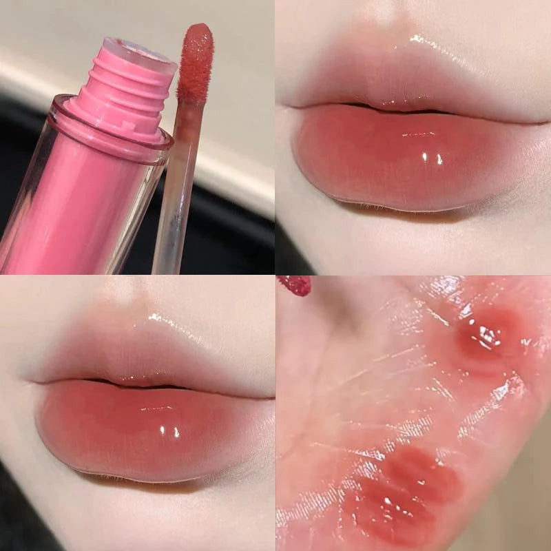 Pink Mirror Crystal Lip Gloss Makeup Water Glass Lip Glaze Plumping Waterproof Jelly Lip Tint Lipstick Moisturizing Beauty Lips