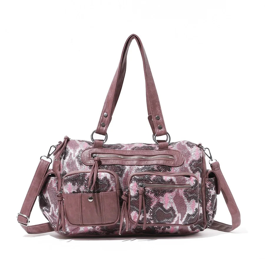 Venn Angel Women's Shoulder Bag Soft PU Handbg Fashion Tote Large Capacity Crossbody Shoulder Bag Snakeskin Handbag Purse