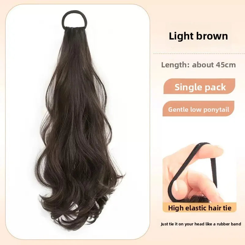 Vitality Synthetic Wig Ponytail Long Wavy Ponytail Hair With High Elasticity Rubber Band Heat Resistant Hairpiece For Daily Use