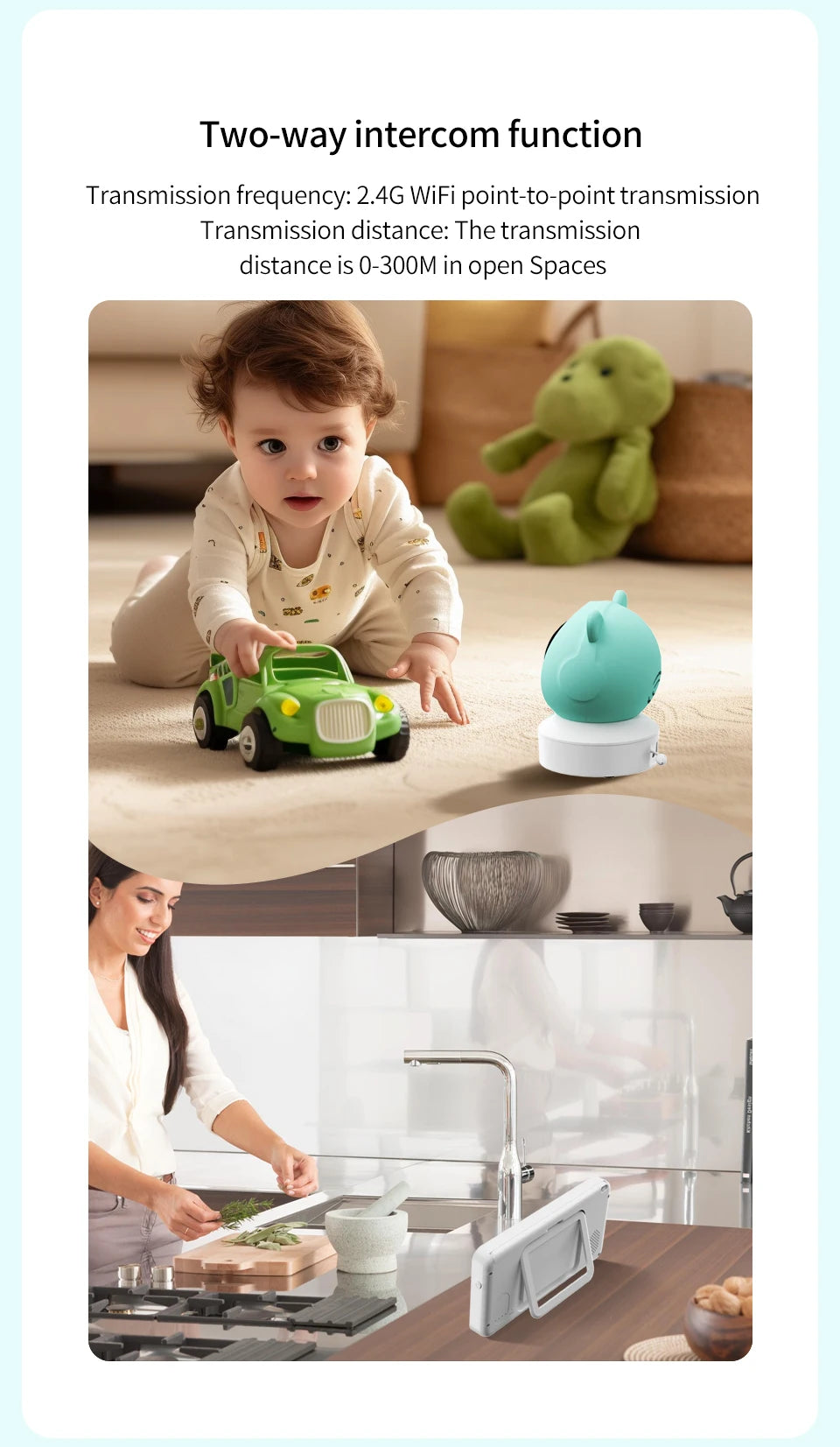 DANMINI 5" Tuya Smart Baby Monitor | 2K HD WiFi Remote Camera