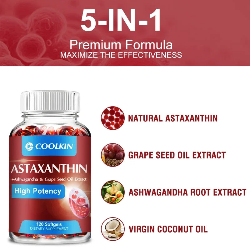 Astaxanthin 24mg - Remium Antioxidant, Natural Support for Post-Exercise Recovery + Joint, Skin, Eye Health - 120 Capsules