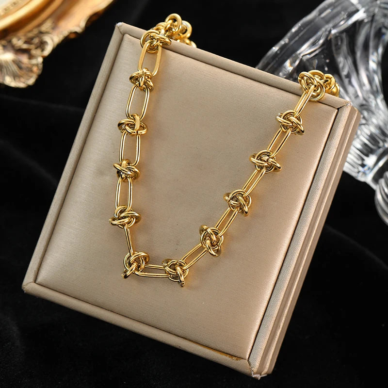 316L Gold Stainless Steel Chain Necklace | Trendy Punk Waterproof Jewelry for Women