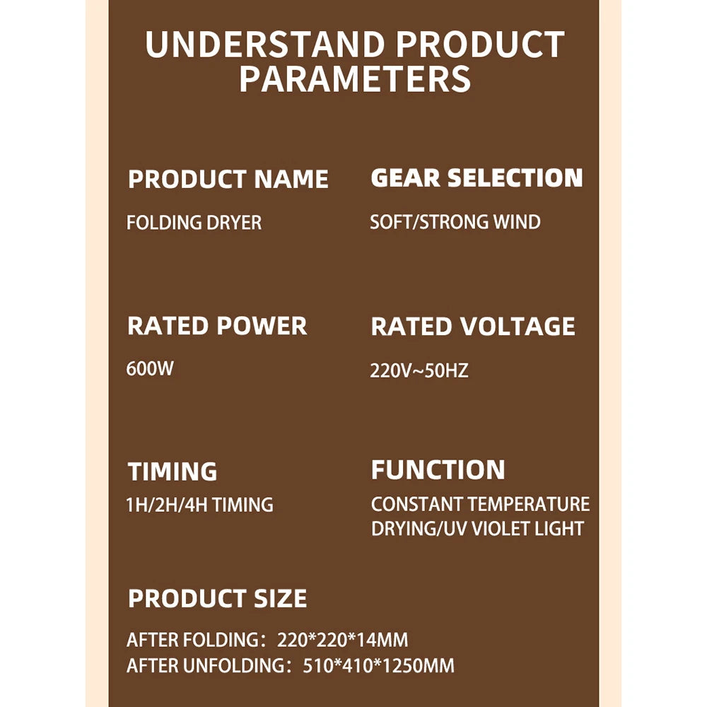 Folding Portable Clothes Dryer Mini Electric Laundry Dryer Hang Drying Rack Machine for Home Room Travel 110V 220V 전기의류건조 의류건조기