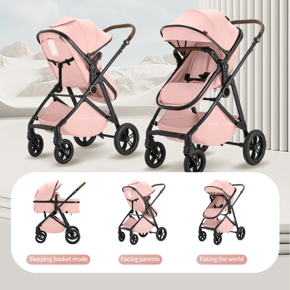 Baby Stroller Pushchair High Landscape Reversible Foldable Portable Stroller Newborn Pram Reclining Baby Carriage