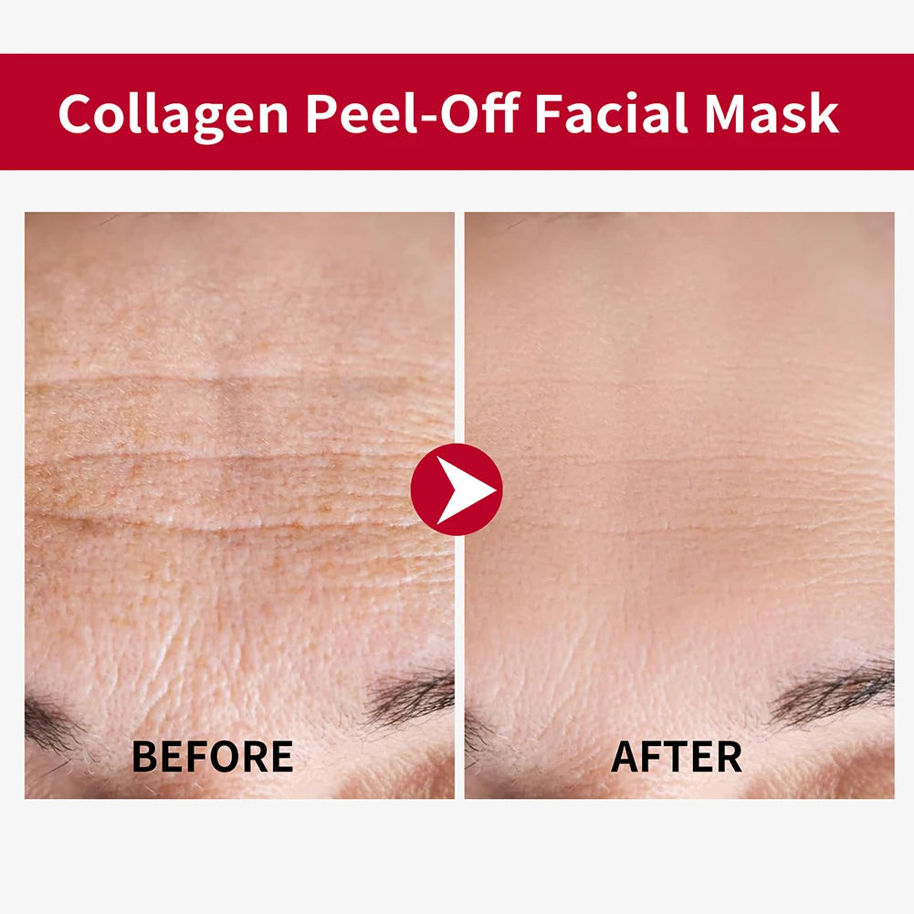 Women's Real Collagen Fit Peel Off Facial Mask Exfoliate Hydrating Facial Mask Gentle Pore Cleansing for All Skin Types