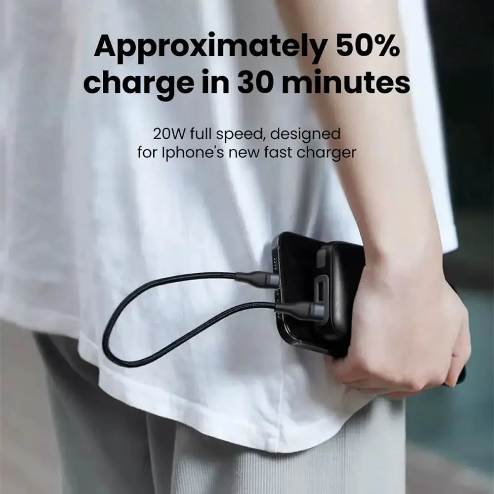 PD60W Type C to Type C Fast Charging Cable 0.25M Short Cable USB C Data Cord for Power Bank Phone Tablet Laptop Portable Charge