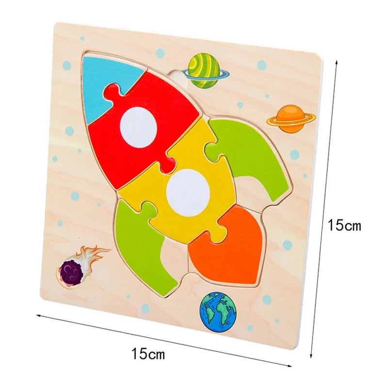 Wooden 3D Puzzles Tangram Shapes Learning Educational Cartoon Animal Intelligence Jigsaw Toys For Children Gift