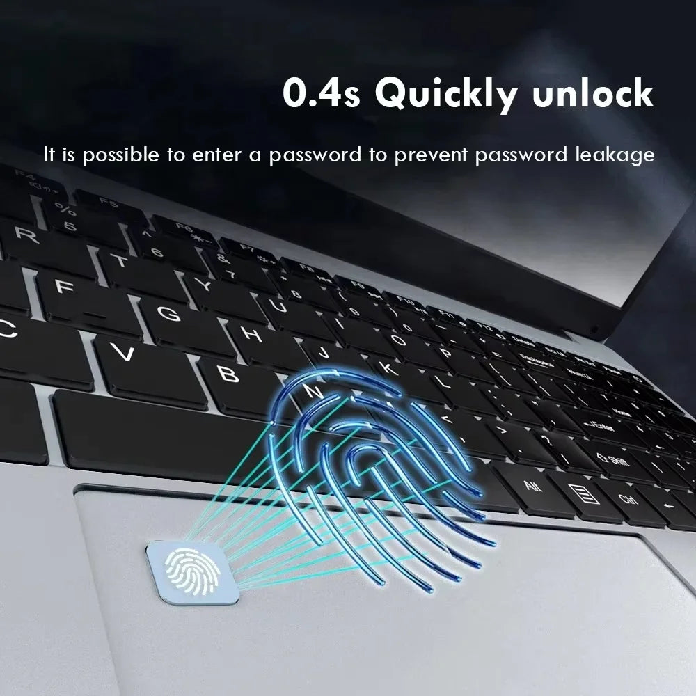 Erilles 15.6″ Laptop — Intel Celeron N4000, 16GB DDR4 RAM, 1TB SSD, Fingerprint Unlock, Full HD 1080P, Windows 11 Pro