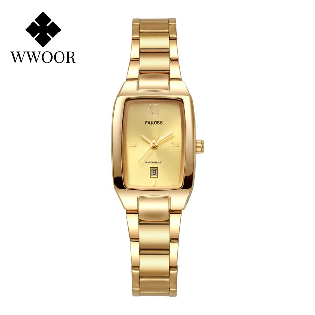 WWOOR Elegant Women's Watch Fashion Stainless Steel Waterproof Ladies Quartz Wristwatch Luxury Bracelet Watches Date Reloj mujer