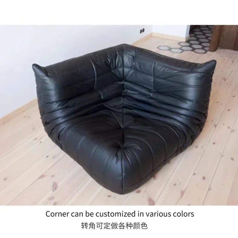 Single Casual Sofa Chair with Cat Scratch Leather Nordic Togo Lazy Caterpillar Sofa Bedroom Living Room Balcony Suede Sofa